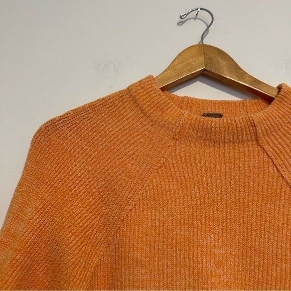 Free People Too Good Ribbed Trim knit Pullover Sweater in Orange Zest - Picture 11 of 11